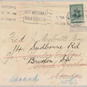 52018 - TRINIDAD & TOBAGO - POSTAL HISTORY: WAR TAX stamps COVER to ENGLAND 1918