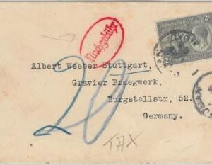 52019 - TRINIDAD & TOBAGO - POSTAL HISTORY - COVER to GERMANY 1927 - TAXED!