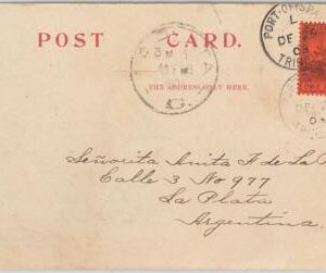 52023 - TRINIDAD & TOBAGO - POSTAL HISTORY - POSTCARD to ARGENTINA 1903