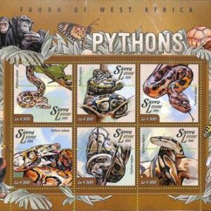 A8470 - SIERRA LEONE -ERROR MISPERF Stamp Sheet - 2015 Snakes PYTHONS