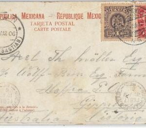 58627 - MEXICO - POSTAL HISTORY: POSTCARD to VICTORIA Australia 1906 EAGLES
