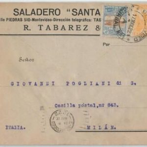 58700 - URUGUAY - POSTAL HISTORY: COVER to ITALY - 1922