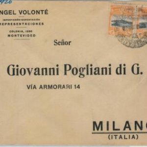 58699 - URUGUAY - POSTAL HISTORY: COVER to ITALY - 1920