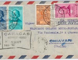 58707 - VENEZUELA - POSTAL HISTORY: REGISTERED COVER to ITALY - 1954
