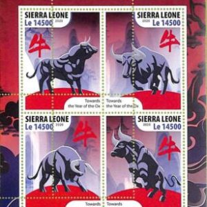 A8504a - SIERRA LEONE -ERROR MISPERF Stamp Sheet - 2020 Chinese New Year OX