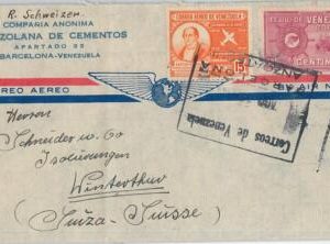 58719 - VENEZUELA - POSTAL HISTORY: AIRMAIL COVER to SWITZERLAND - 1949