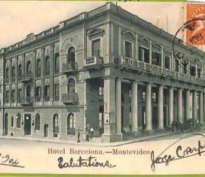 af2680  - URUGUAY - VINTAGE POSTCARD - MONTEVIDEO - Hotel Barcelona - 1904