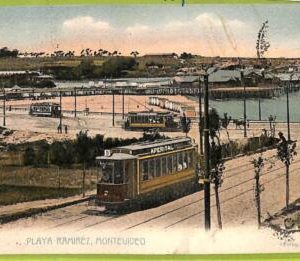 af2679  - URUGUAY - VINTAGE POSTCARD - MONTEVIDEO - Playa Ramirez - 1909