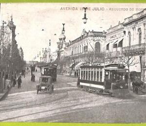 af2682  - URUGUAY - VINTAGE POSTCARD - MONTEVIDEO - Avenida 18 de Julio - 1906