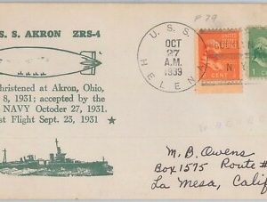 52465 -  UNITED  STATES -  POSTAL HISTORY: COVER from U.S.S. HELENA 1939 - SHIP