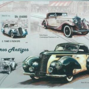 M1593 - S TOME & PRINCIPE,  2009 IMPERF stamp  SHEET: Auto, Cars, Rolls Royce