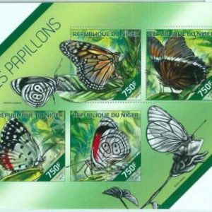 M1549 - NIGER, ERROR, 2014 MISSPERF BLATT: Schmetterlinge, Insekten