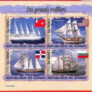 A1964 -GUINEA, ERROR: MISSPERF, MINIATURE S -2019 Veleros, Banderas, Club Med