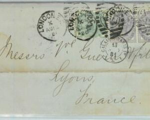 BK0792 - GB - POSTAL HISTORY - SG # 164 + 170 pair on COVER to FRANCE - 1881
