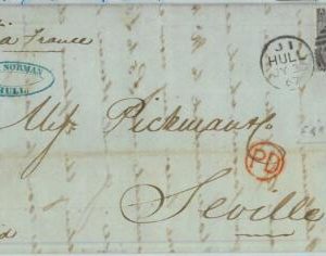 BK0811 - GB - POSTAL HISTORY - SG # 97 Plate 6 on COVER from HULL to SPAIN 1867