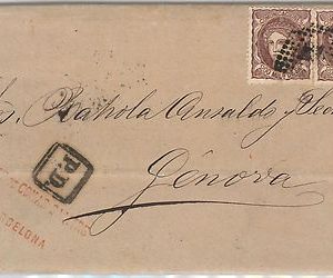 41551  SPAIN  España - POSTAL HISTORY - Edifil 109 x 2 on COVER sobre BARNA 1871
