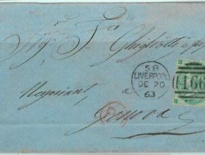 BK0730 - GB - POSTAL HISTORY - SG # 90 on COVER from LIVERPOOL  to   ITALY  1863