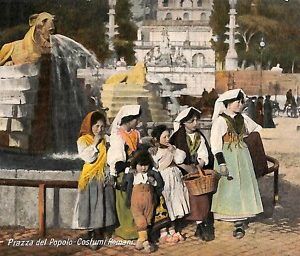 ab0789 - CARTOLINA D'EPOCA - ROMA Città : Piazza del Popolo - Costumi Romani