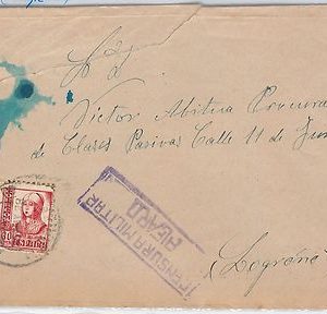 41555 SPAIN  - POSTAL HISTORY - GUERRA CIVIL cover Military censor ALFARO  A48 4