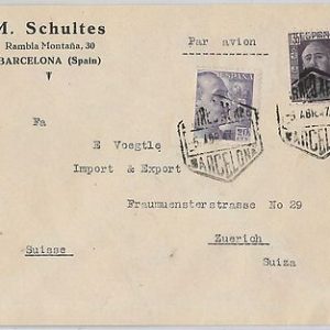 España - HISTORIA POSTAL: CARTA por via AEREA a SUIZA 1947