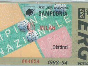 C0165 - Vecchio  BIGLIETTO PARTITA  CALCIO - 1993 / 1994 : SAMPDORIA - MILAN