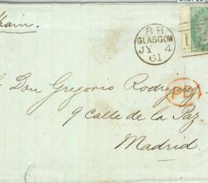 BK0716 - GB Great Brittain - POSTAL HISTORY - COVER  from GLASGOW to SPAIN  1861