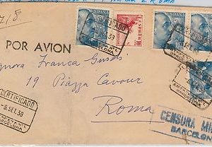 CID + SANCHEZ - España - HISTORIA POSTAL: CARTA Censurada de BARCELONA a ITALIA