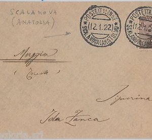 55584 - ITALIA / TURKIA - STORIA POSTALE : BUSTA da SCALANOVA (Anatolia)  1922