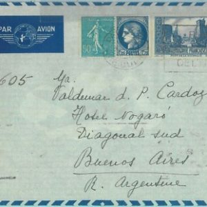 88873 - FRANCE - Postal History -  AIRMAIL  COVER to ARGENTINA 1938 - SMOKING