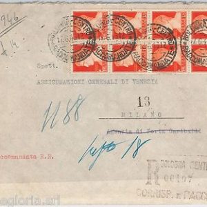 55591 - STORIA POSTALE:  francobolli REGNO usati su busta in periodo REPUBBLICA