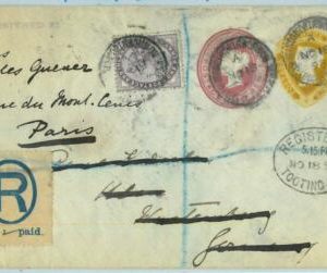 BK0852 - GB - POSTAL HISTORY -  STATIONERY COVER to Paris  REGISTERED  1898