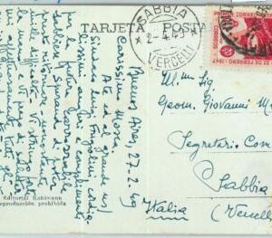 96752 - ARGENTINA - POSTAL HISTORY - Single Stamp on POSTCARD  to ITALY  1949