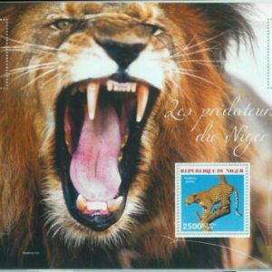 M1545 - NIGER, ERROR, 2014 MISSPERF SHEET: Wild animals, Predators, Lions