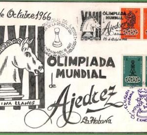 ZA1891 - HABANA - POSTAL HISTORY - 1966 CHESS Olympiads HAND PAINTED Paper