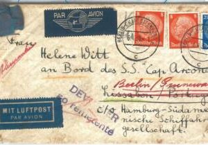 72508 - GERMANY - POSTAL HISTORY - COVER from S/S Arcona Boat SUNK! 1939
