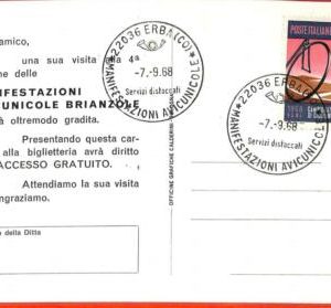 aa3179 - ITALY - Postal History - Event postmark & POSTCARD 1968 Animals BIRDS