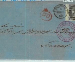 BK0740 - GB - POSTAL HISTORY - SG # 85 very nice on COVER to Triest  ITALY  1864