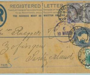 BK0842 - GB - POSTAL HISTORY - REGISTERED STATIONERY COVER to SWITZERLAND 1901