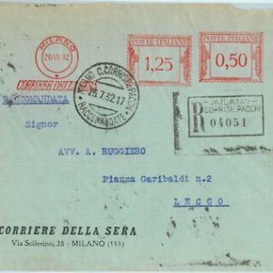 91108 - REGNO - STORIA POSTALE: Annullo ROSSO MECCANICO 1932 CORRIERE della SERA