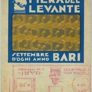 91112 -  STORIA POSTALE: Annullo ROSSO MECCANICO 1933 Fiera del Levante BARI