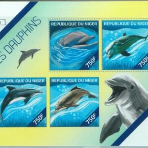 M1533 - NIGER, ERROR, 2014 MISSPERF SHEET: Dolphins, Marine Life