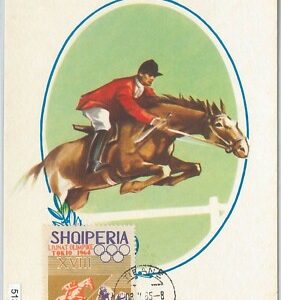 51326 - ALBANIA - MAXIMUM CARD - 1964 OLYMPIC GAMES: CYCLING Horse Jumping