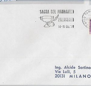 56716 - GASTRONOMY: Fruit -  ITALY -  POSTAL HISTORY: Postmark on COVER 1974