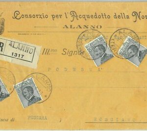 87277 - REGNO Michetti - STORIA POSTALE - BUSTA RACCOMANDATA da ALANNO  1928