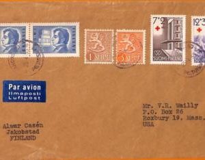 99175 - FINLAND  - POSTAL HISTORY -  AIRMAIL COVER to the USA  1955   Red Cross