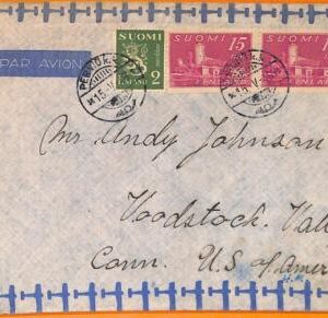 99171 - FINLAND  - POSTAL HISTORY -  AIRMAIL COVER to the USA  1946