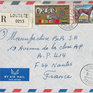 56688 -  ANIMALS: Dogs - CONGO -  POSTAL HISTORY: Stamps on COVER 1975