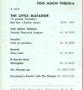 91833 - Vintage PROMOTIONAL Leaflet - MUSIC : The CHAMPS 1960's