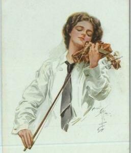 91877 - POSTAL VINTAGE ILUSTRADA - Glamour MÚSICA: VIOLÍN