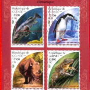 A1939 - GUINEA, ERROR: MISSPERF, M/S -2018 Global Warming, Fish, Penguins, Frogs